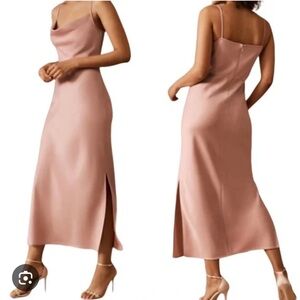 Sachin + Babi Cali Satin Cowl Neck Midi Slip Dress